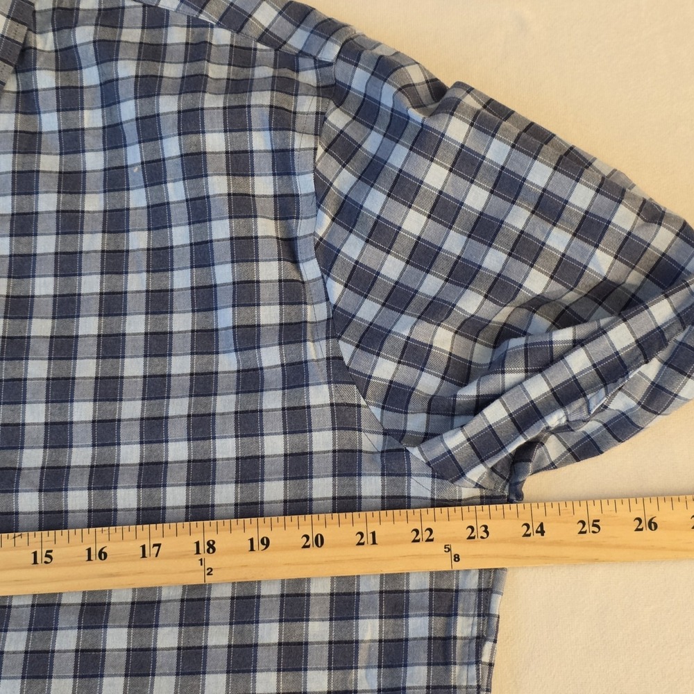 Twillory Men Blue‎ Plaid Button Up Untuckable Stretch Casual Shirt Size Large XL - Picture 6 of 7